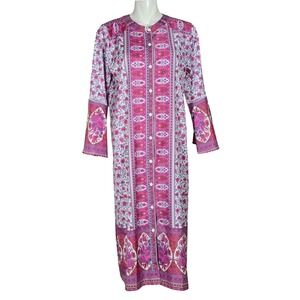 Misslook Women's Pink Purple Floral Boho Bell Sleeve Maxi Dress Large